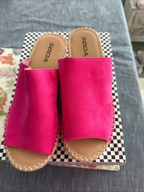 Soda Hot Pink Slide Mules